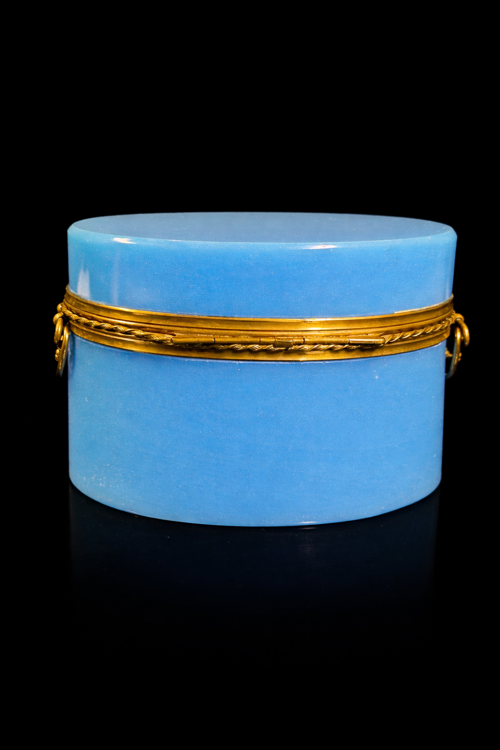 French 19th Century Blue Opaline Glass Casket with Gilt Bronze Mounts