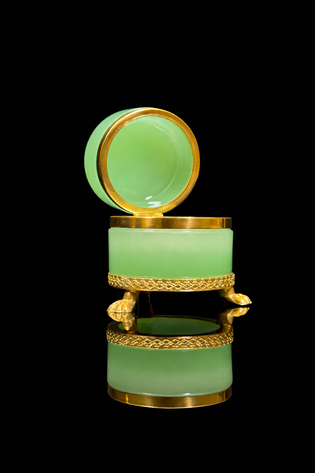 Antique French Green Opaline Box