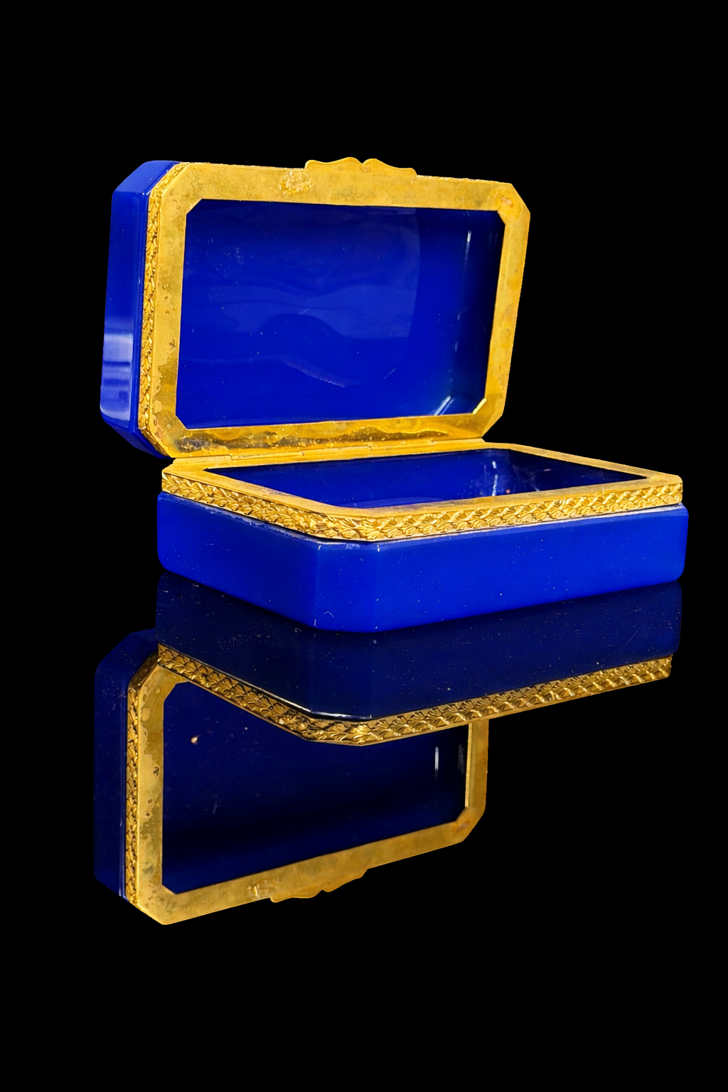 Italian Murano Lapis Blue Opaline Glass Casket