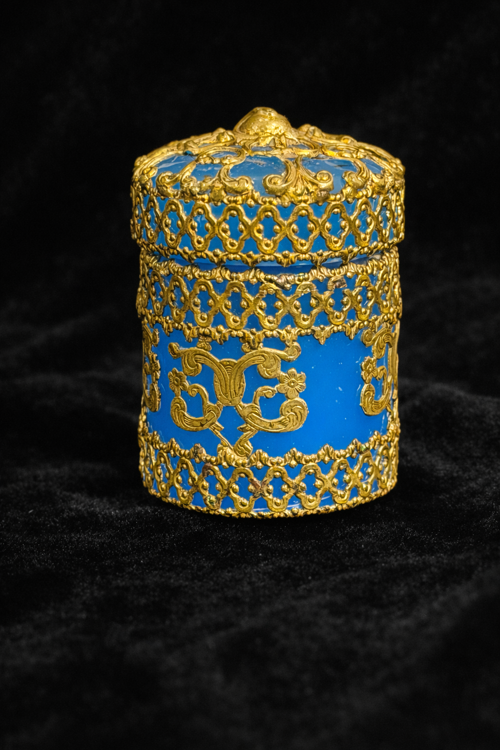 19th Century Royal Palais Blue Opaline & Gilt Ormolu