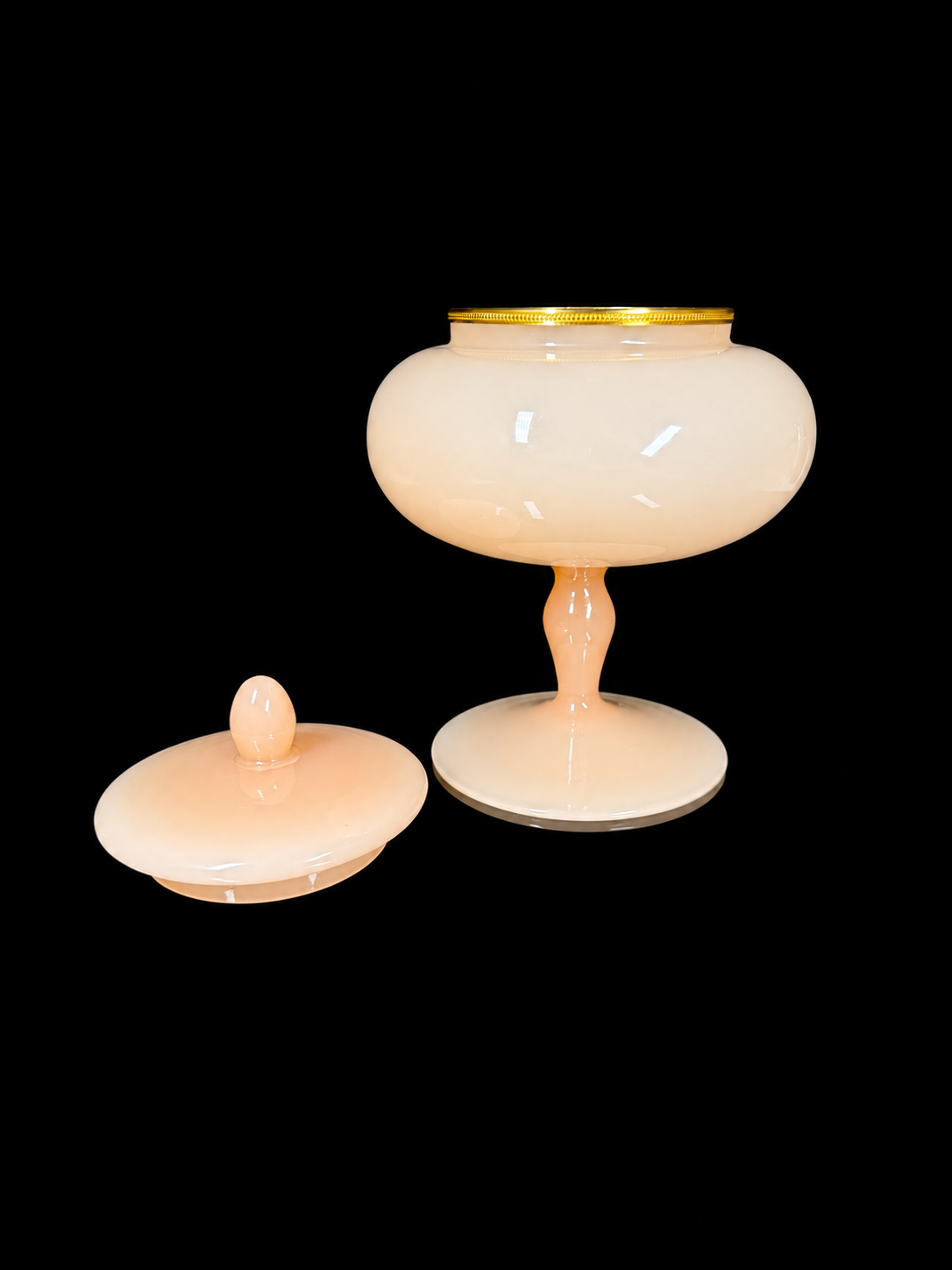 Murano Vintage Blush Pink Lidded Opaline By Nason