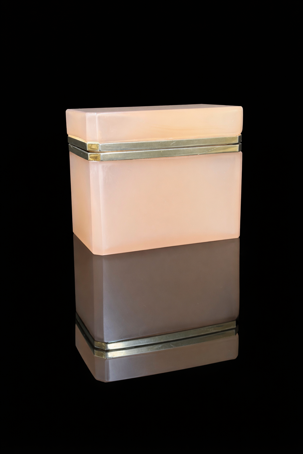 Large Antique Pale Peachy Pink Opaline Casket