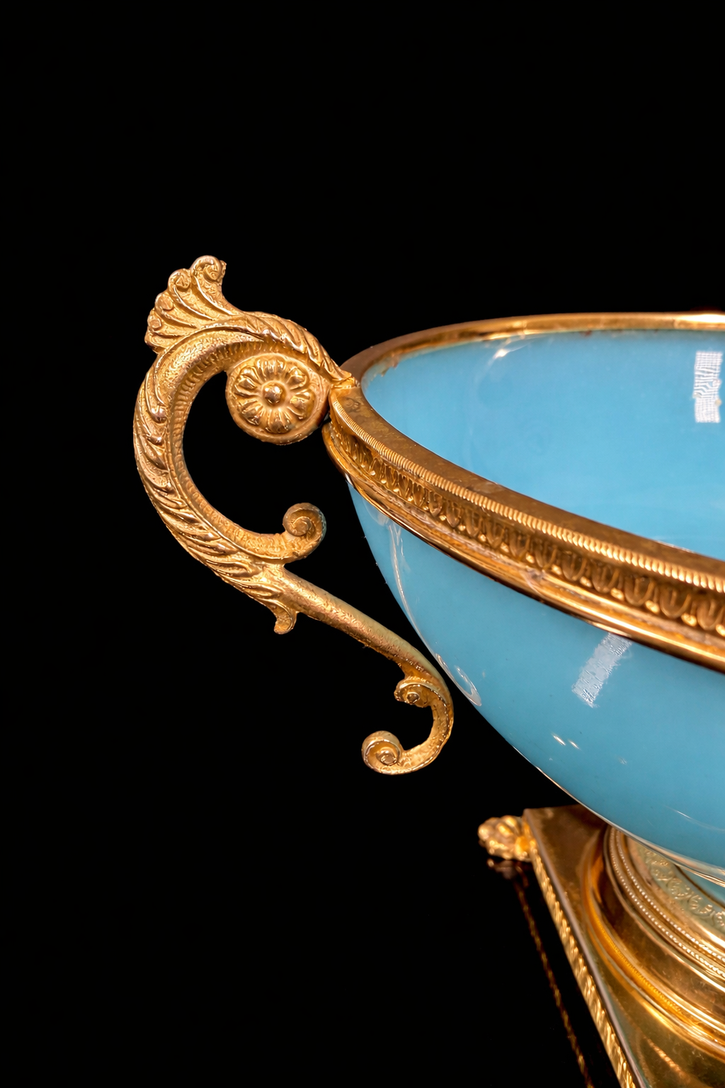 Antique French Blue Opaline Glass Centerpiece