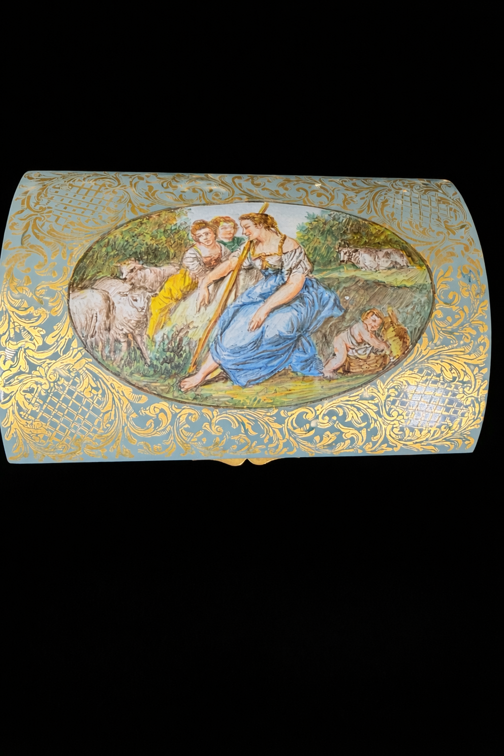 French Aqua Opaline Domed Casket