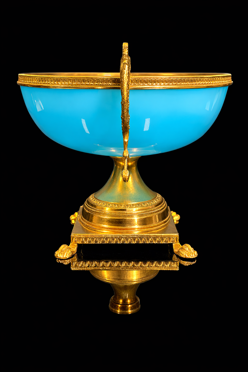 Antique French Blue Opaline Glass Centerpiece