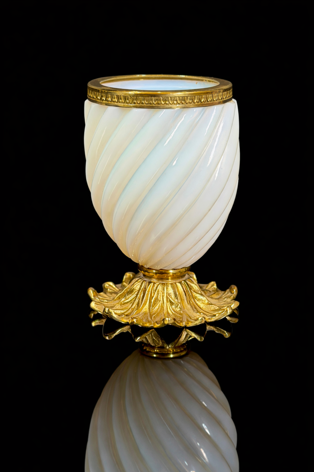 Boule De Savon Opaline Glass Cup on Gilt Bronze