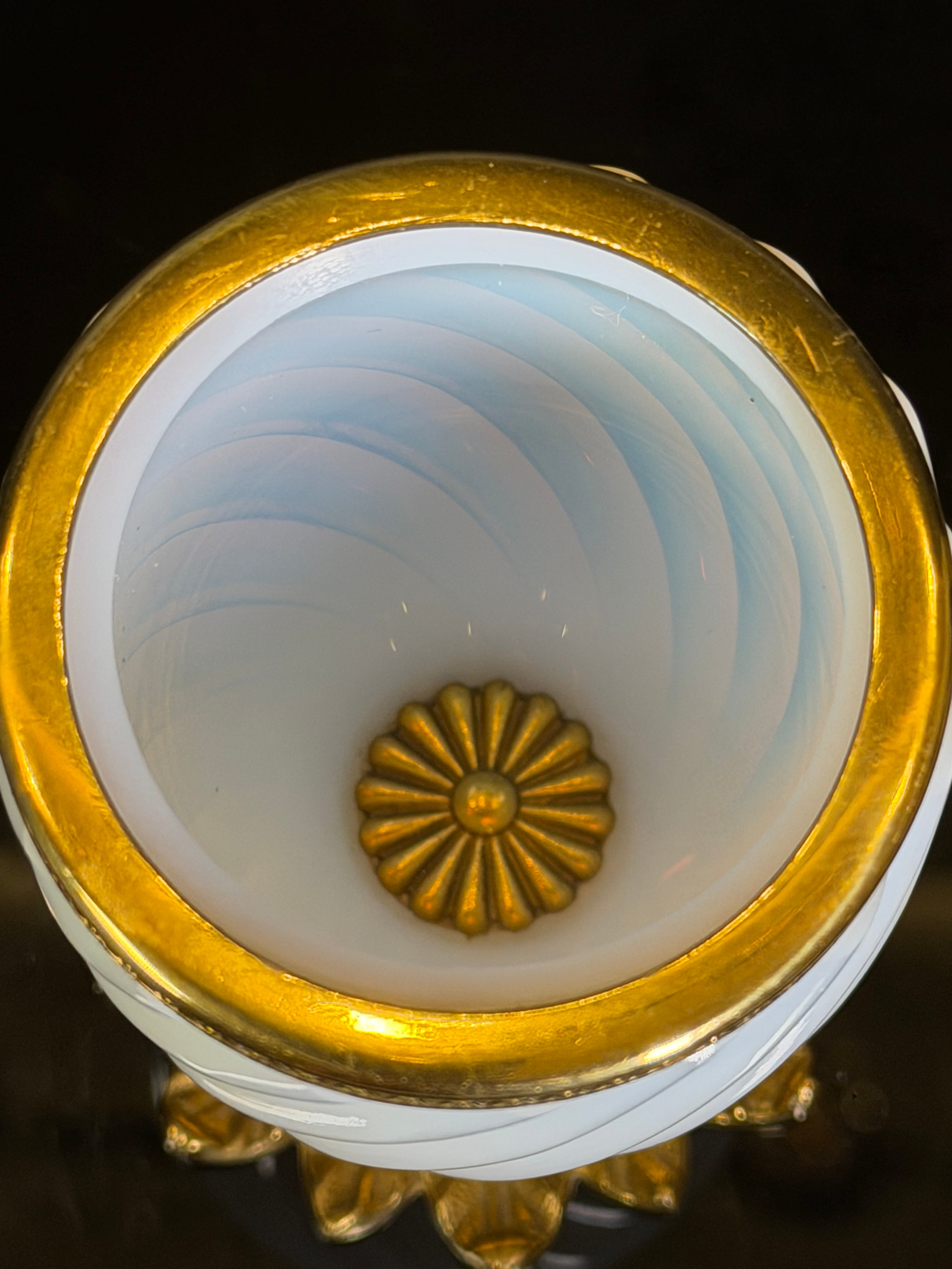 Boule De Savon Opaline Glass Cup on Gilt Bronze