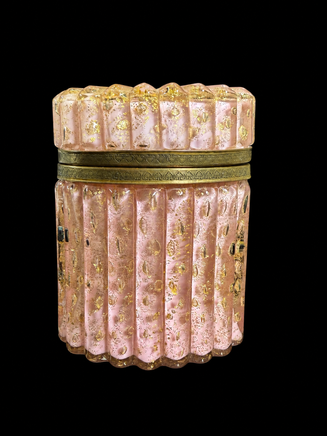 RESERVED Vintage Murano Aventurina Pink Glass Casket