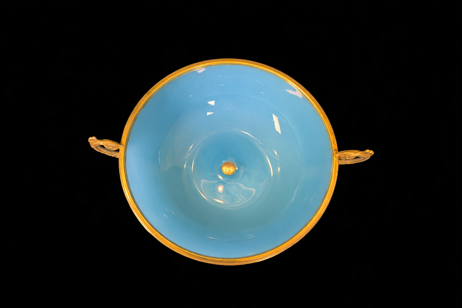 Antique French Blue Opaline Glass Centerpiece