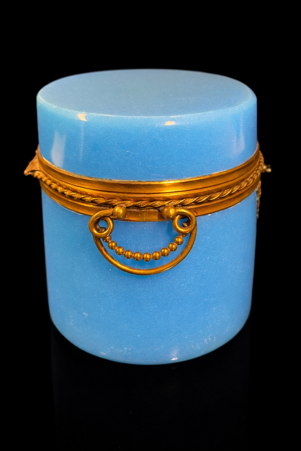 French 19th Century Blue Opaline Glass Casket with Gilt Bronze Mounts