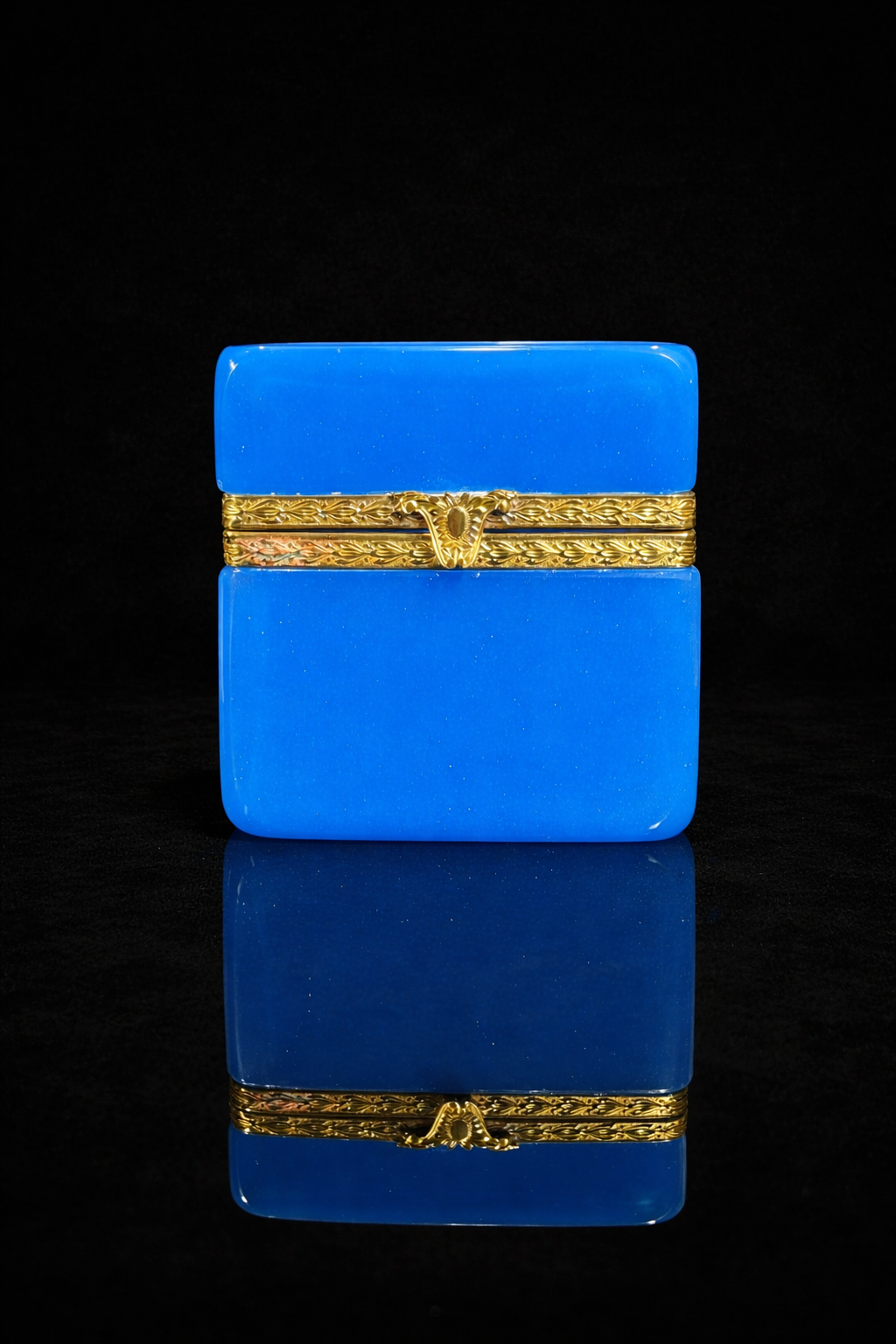 Antique French Blue Opaline Square Box