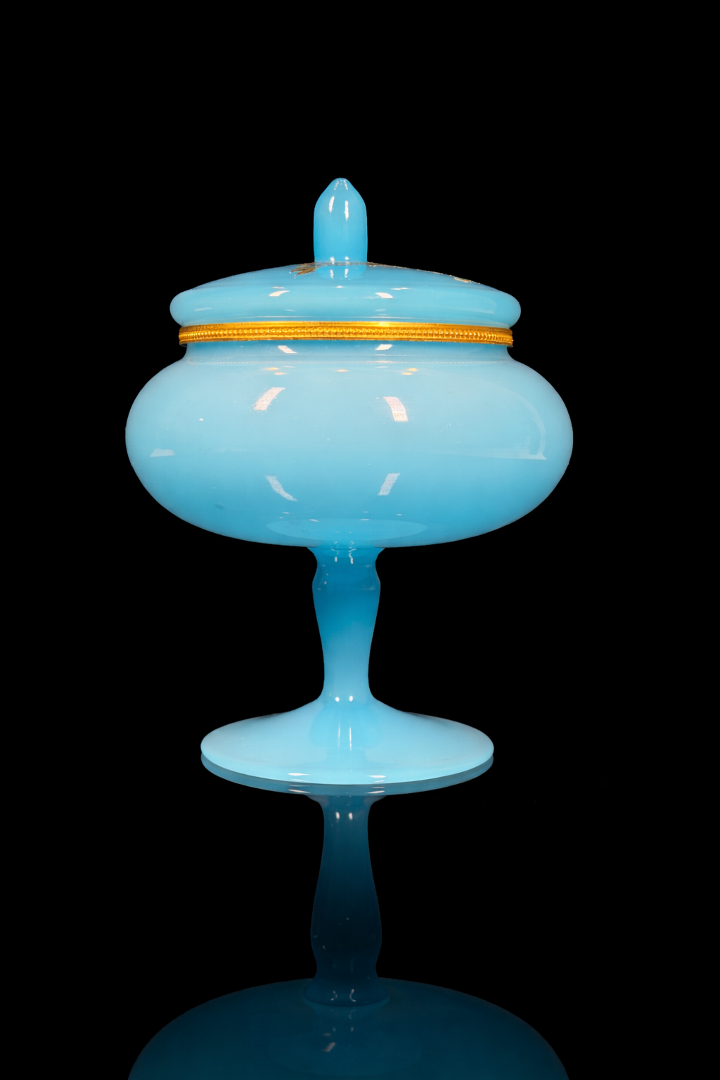 Vintage Italian Murano Lidded Blue Opaline