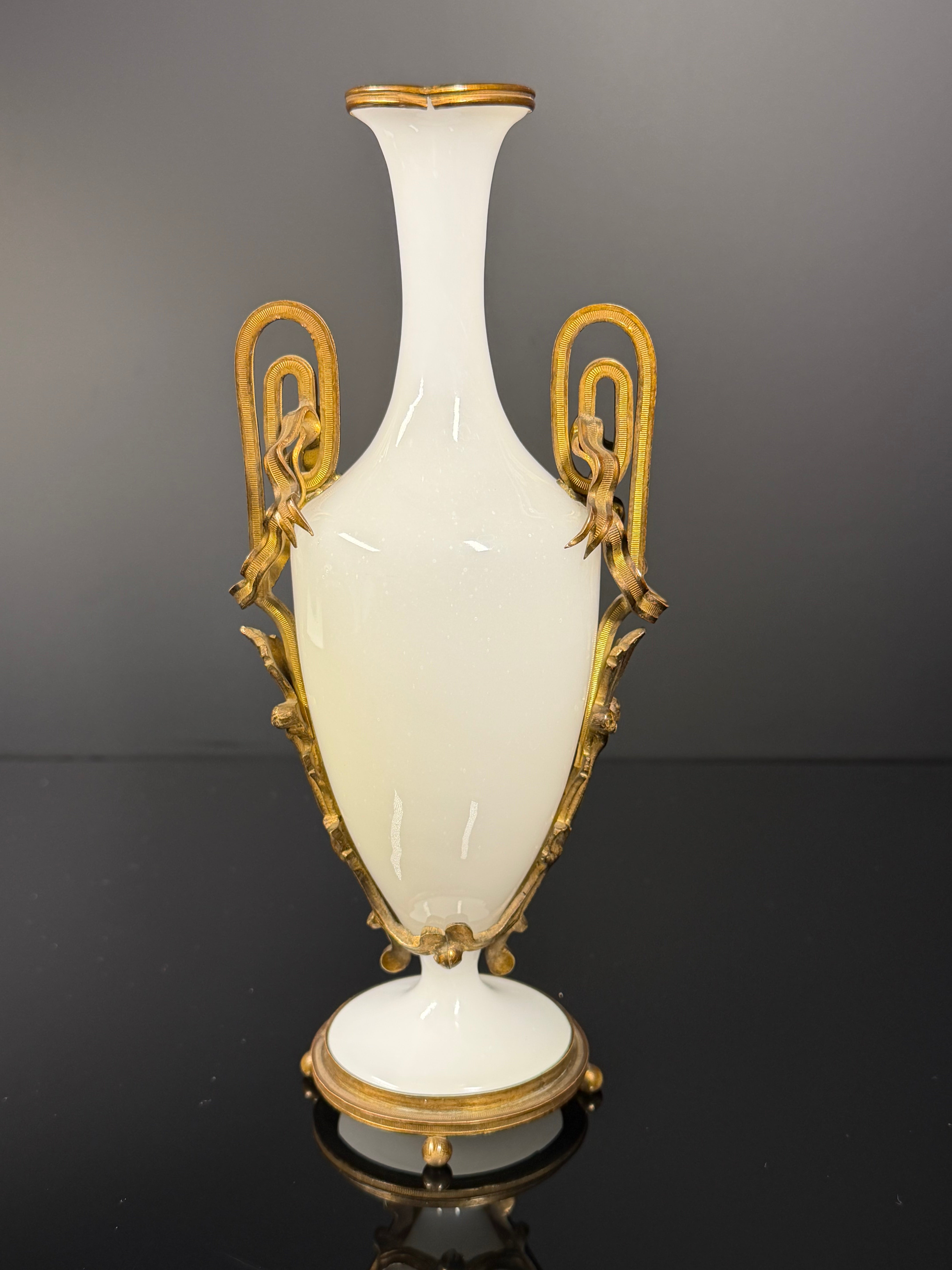 Antique French White Opaline Vase