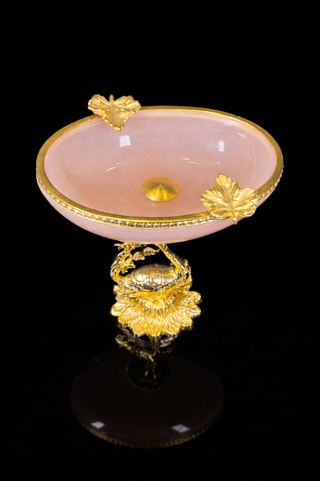 Pink Opaline on Gilt Metal Swan Base