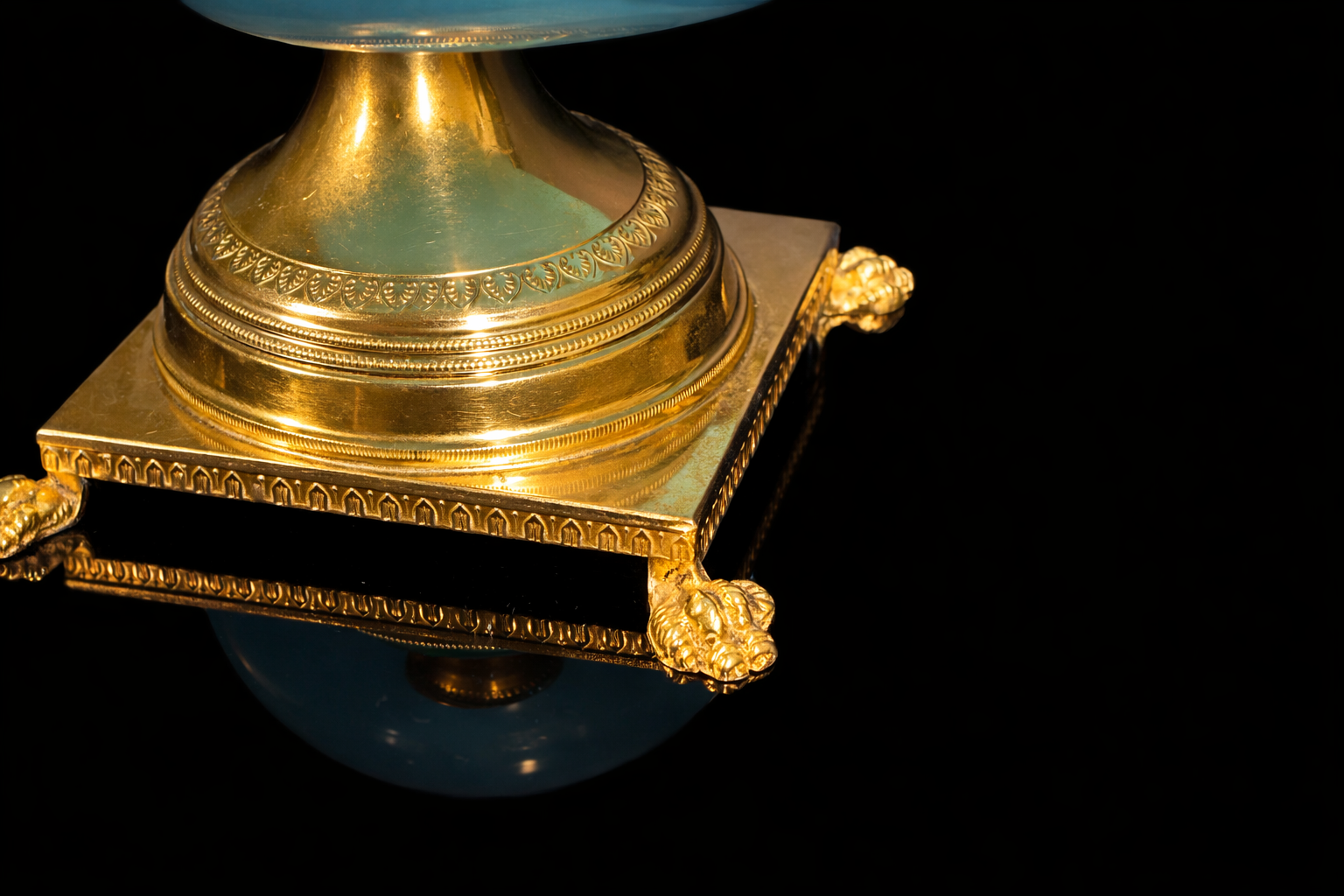 Antique French Blue Opaline Glass Centerpiece