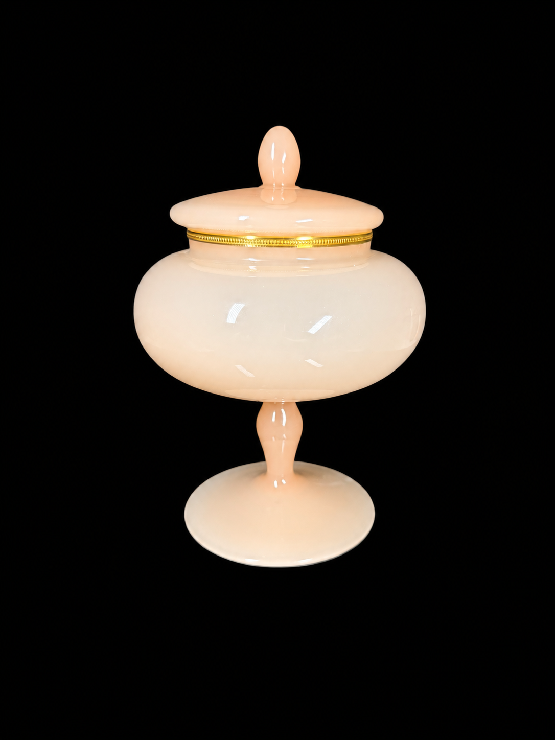 Murano Vintage Blush Pink Lidded Opaline By Nason