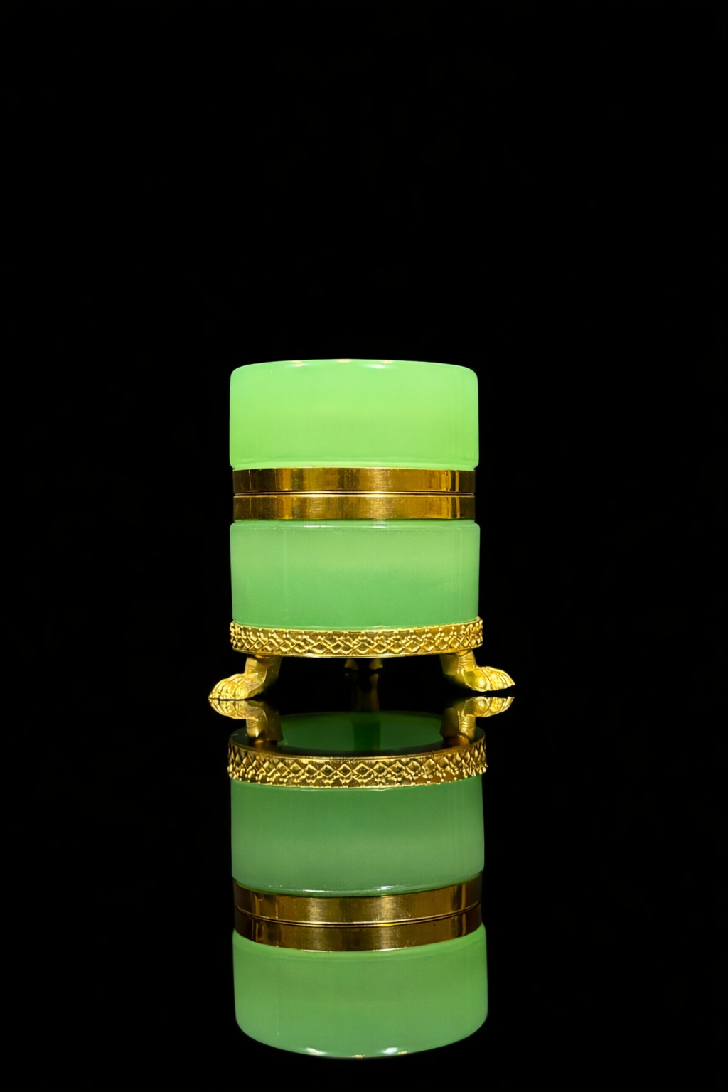 Antique French Green Opaline Box